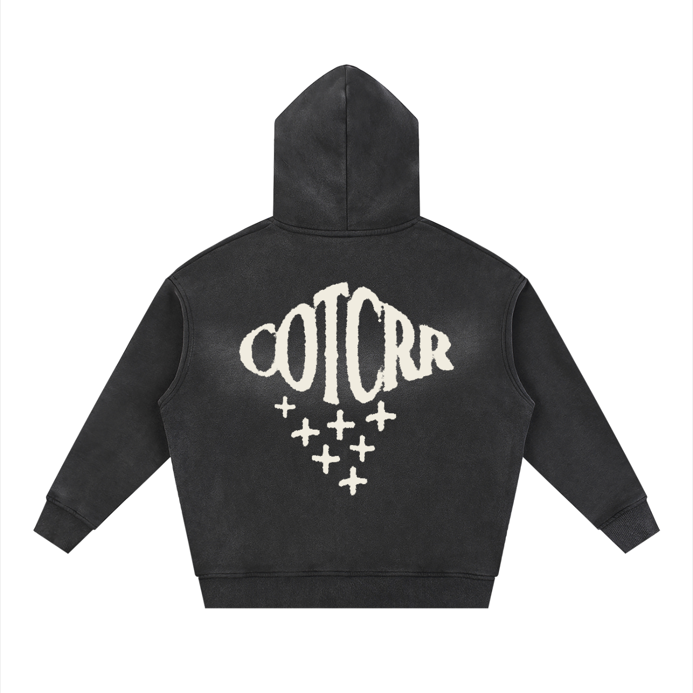 "+++" Sunfade Two-way Zipper Boxy Fleece Hoodie