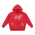 "+++" Sunfade Two-way Zipper Boxy Fleece Hoodie
