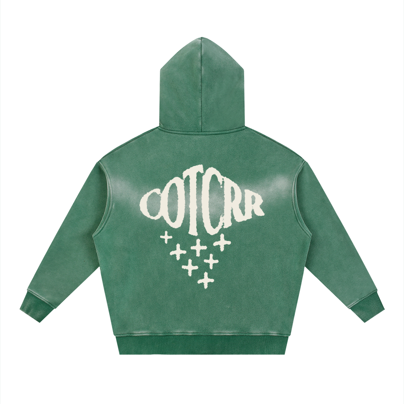 "+++" Sunfade Two-way Zipper Boxy Fleece Hoodie
