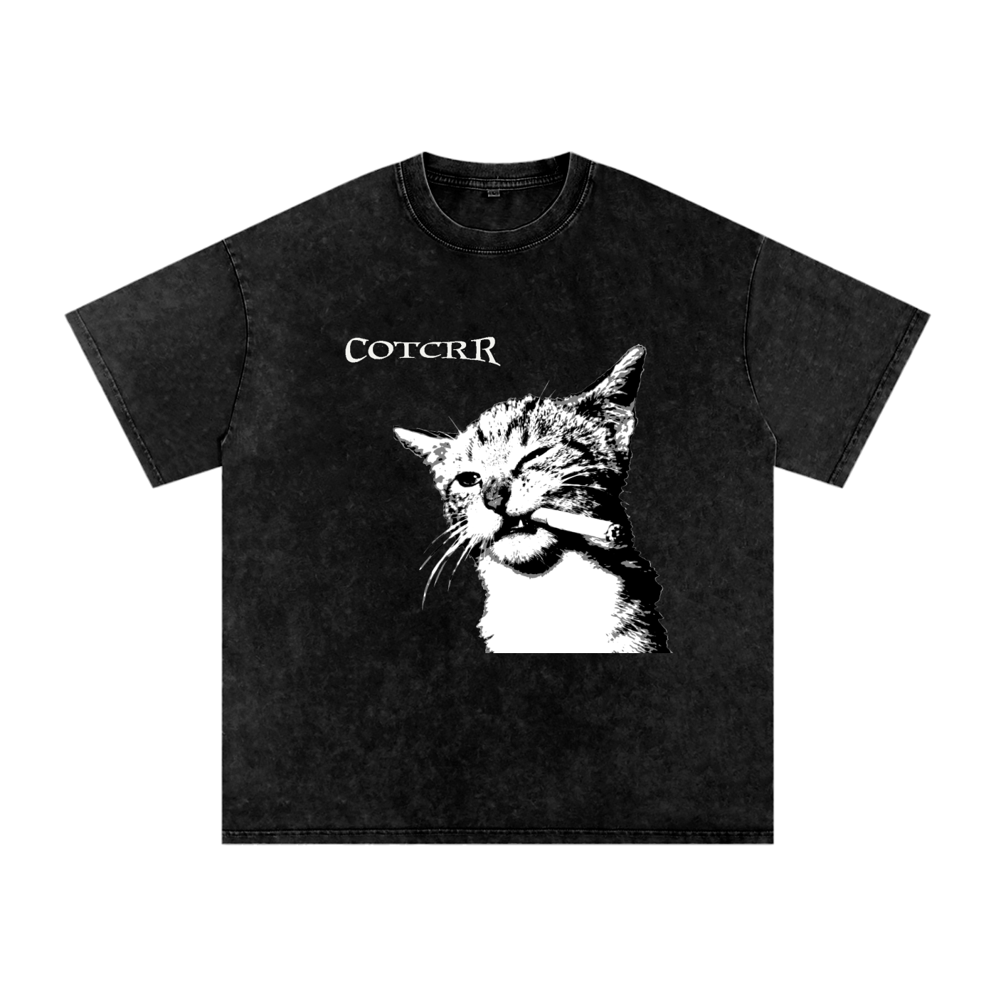 "MEOW" Snow Washed Oversized Cotton T-Shirt
